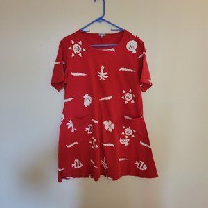 Red vintage summer T-shirt dress
